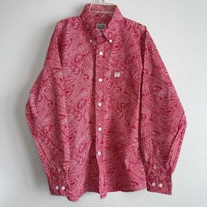 Cinch Red Paisley Western Button Up Shirt Boys Girls 10 Rodeo Cowboy Like NEW